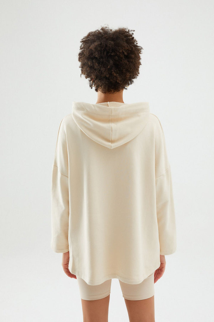 Kapüşonlu Sweatshırt Bej