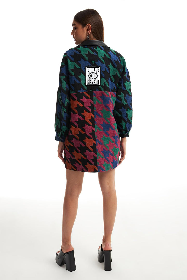 Patterned Garnish Coat Blue