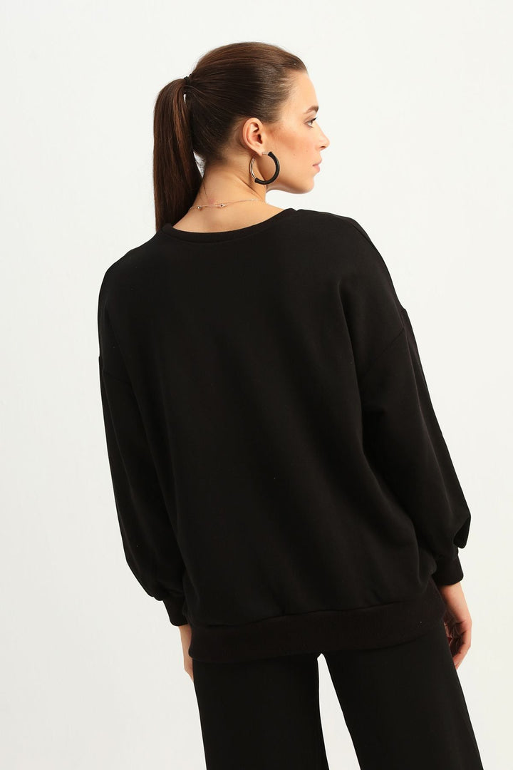 Letter Printed Sweatshirt Black