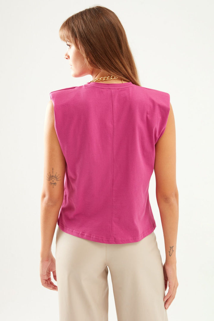 Padded Sleeveless Basic T-Shirt Orchid