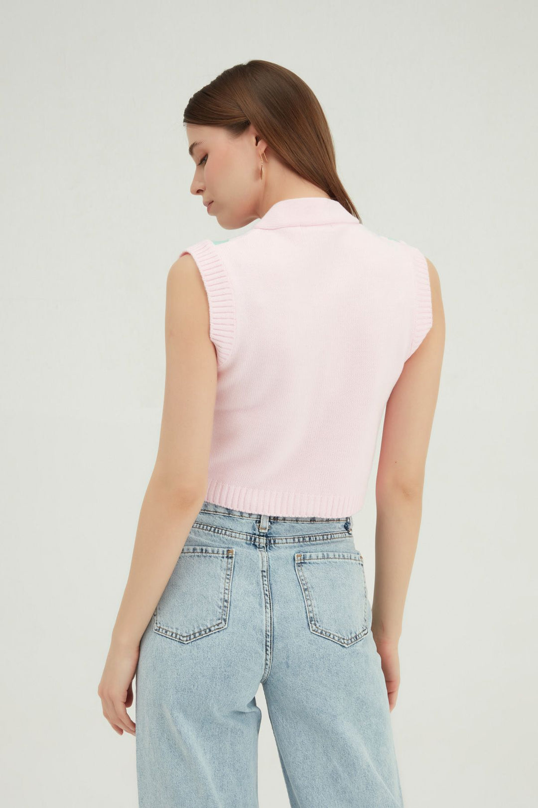 Diamond Patterned Knitwear Pink