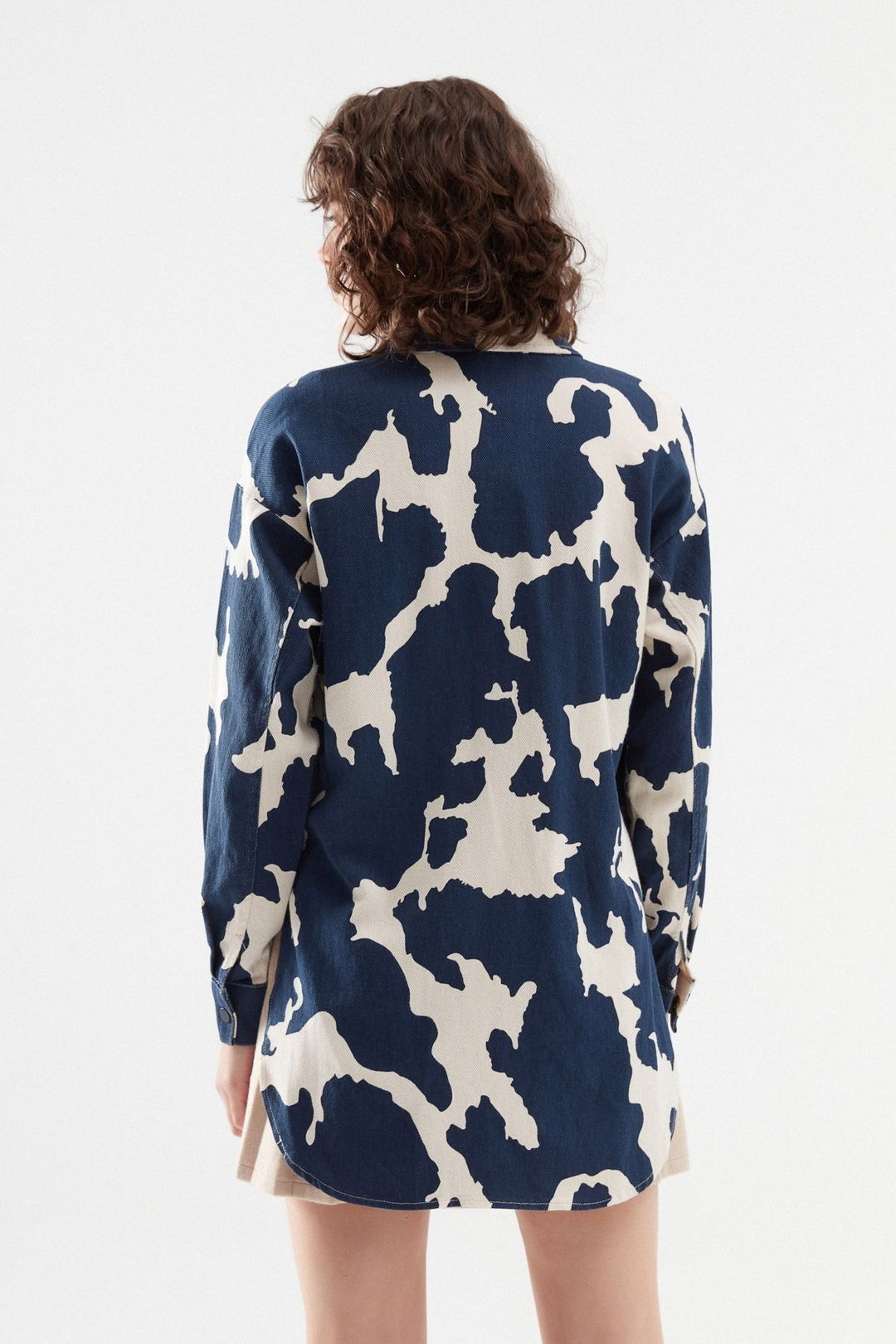 Patterned Gabardine Shirt Indigo