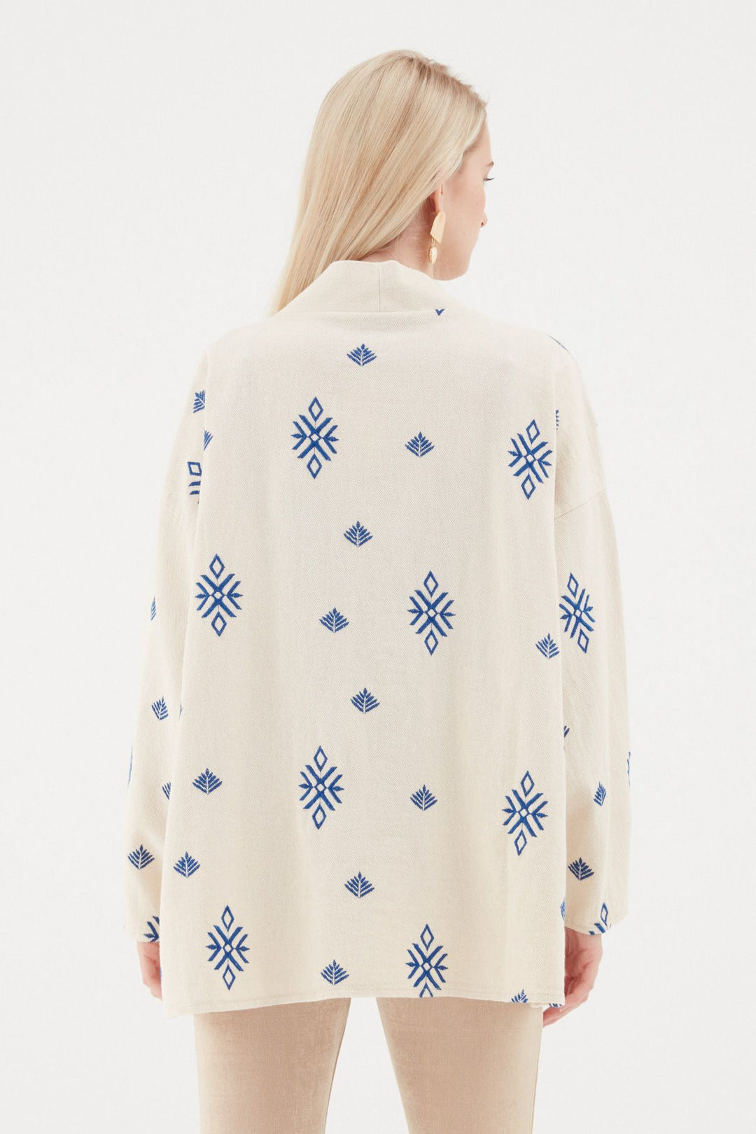 Embroidered Pocket Kimono Beige