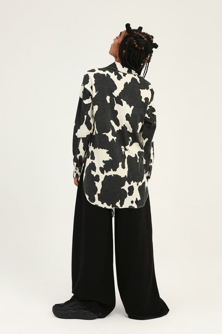 Patterned Gabardine Shirt Black