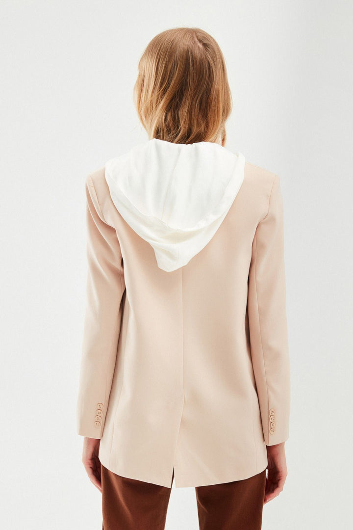 Hooded Blazer Jacket Stone