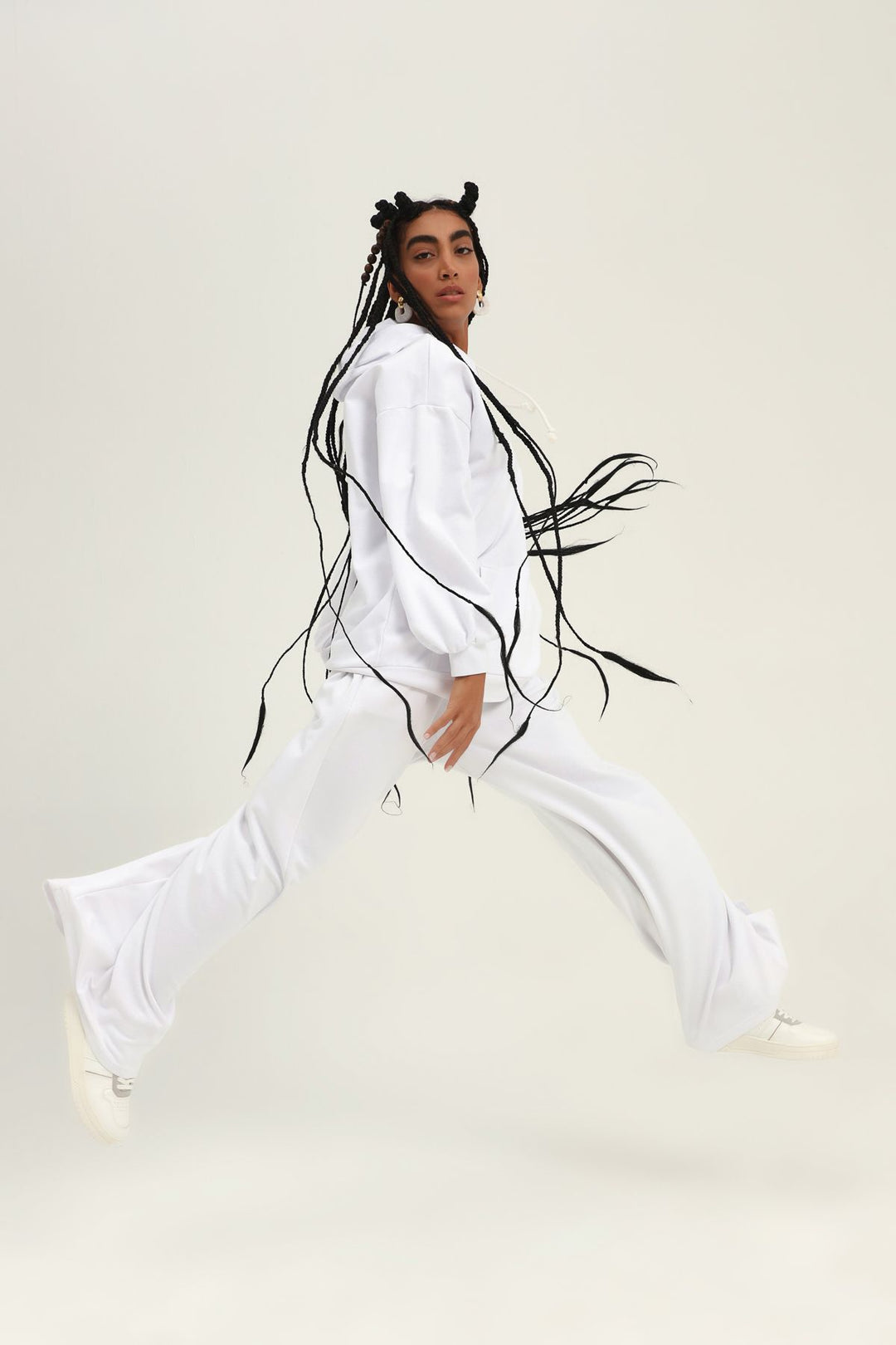 Kangaroo Pocket Hoodie Sweatshirt White