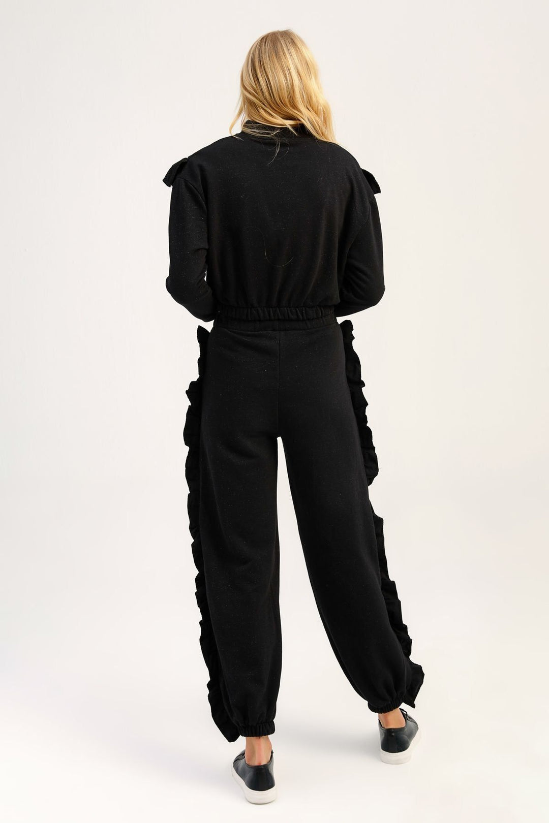 Frilly Jogger Tracksuit Black
