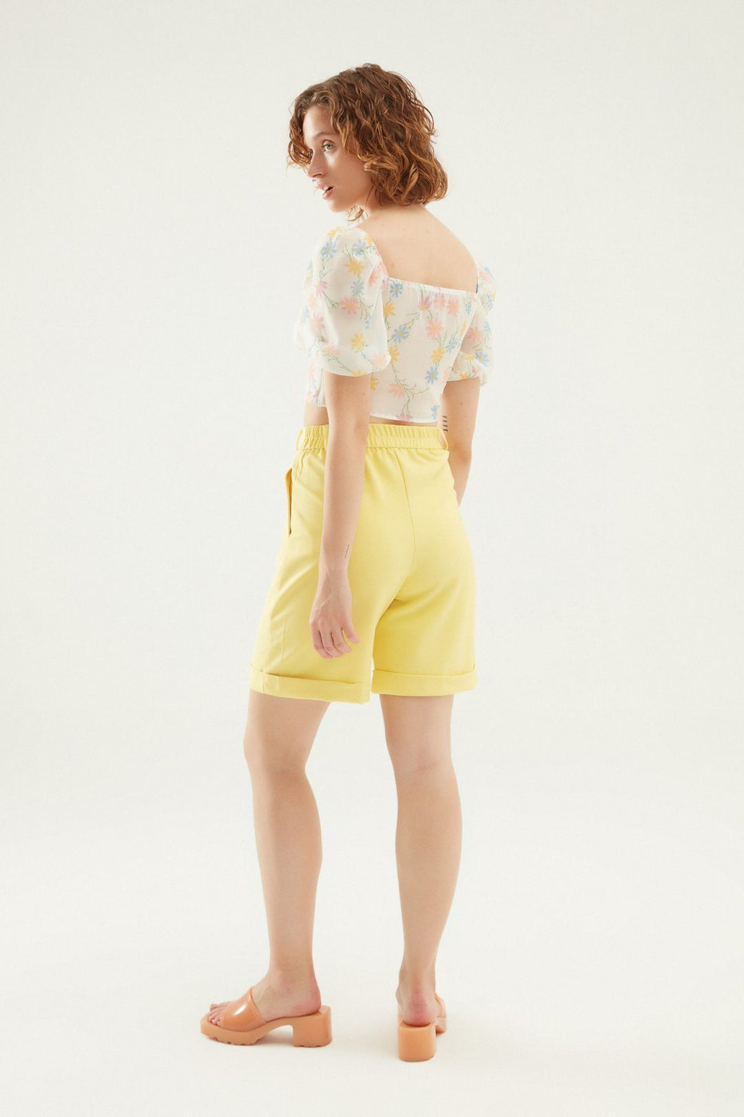 Double Leg High Waist Shorts Yellow
