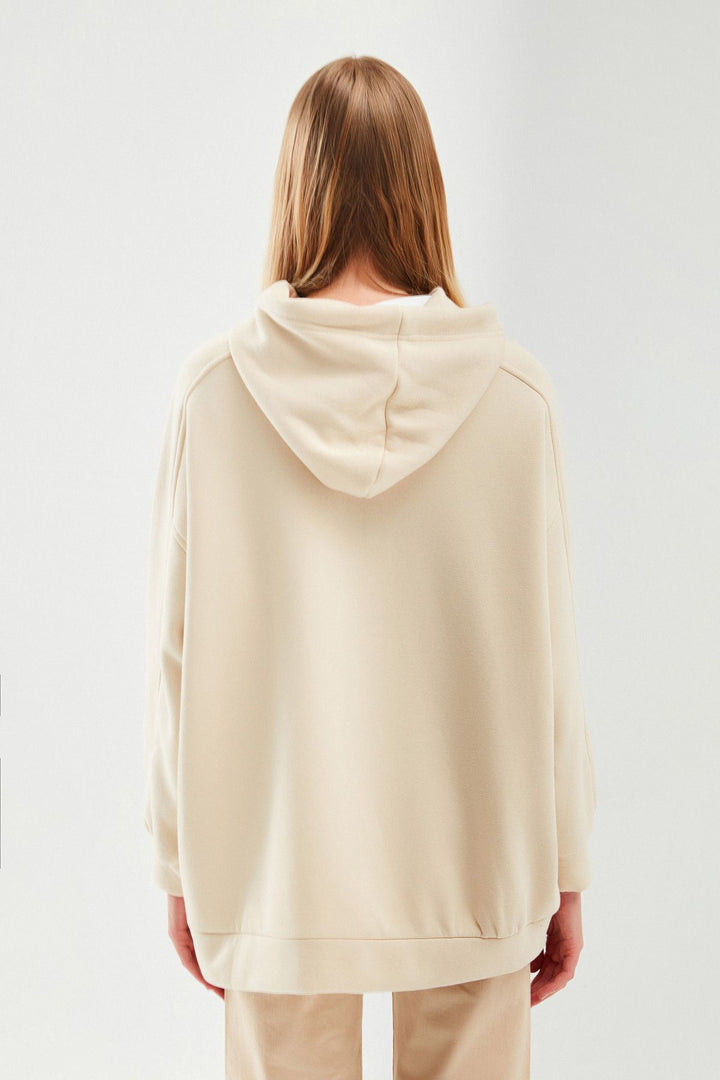 Hooded Oversize Sweatshirt Beige