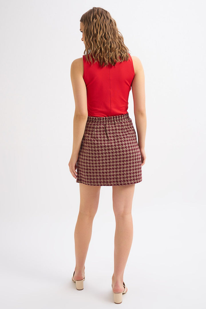 Patterned Mini Skirt Claret Red