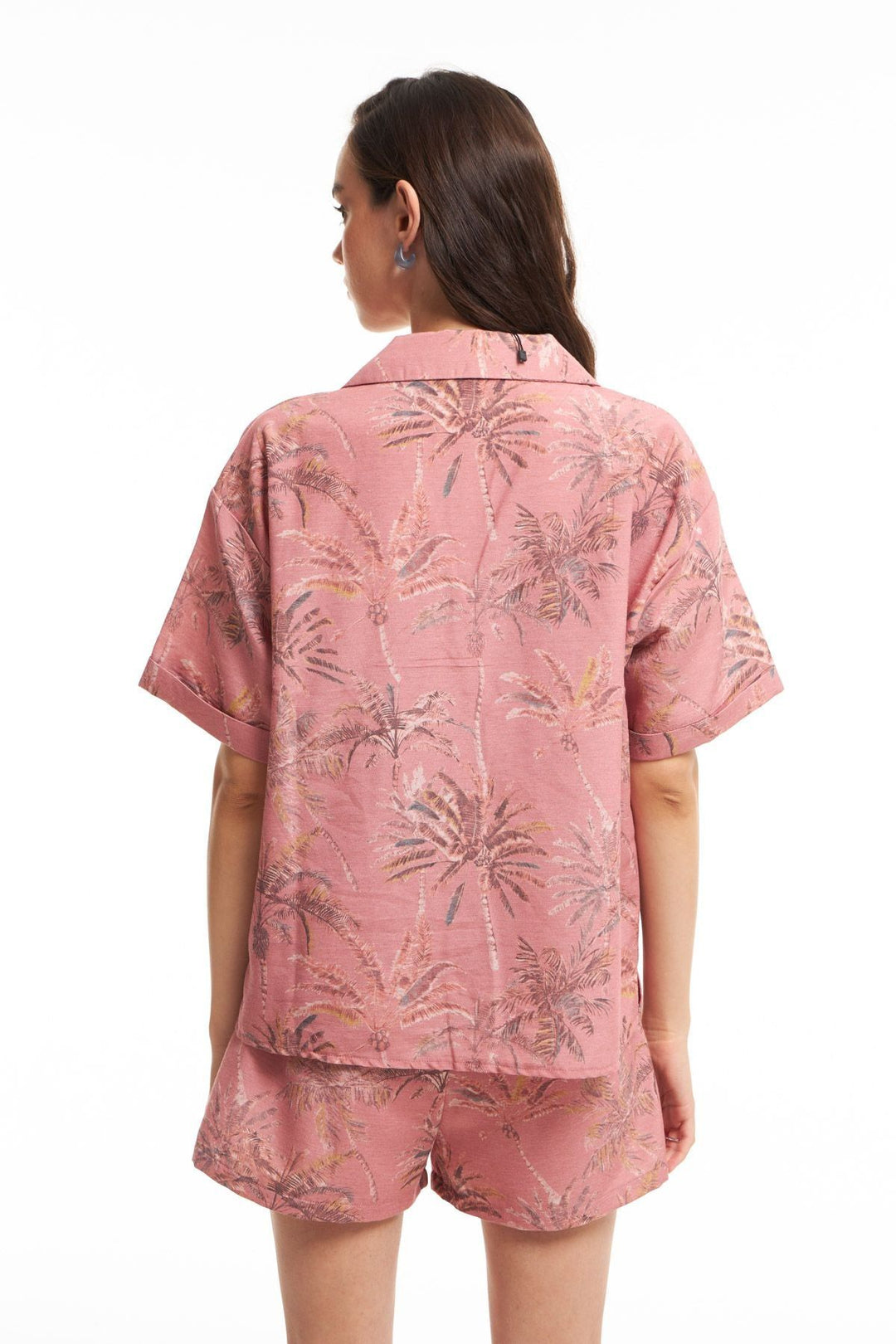 Patterned Short Sleeve Shirt Pink