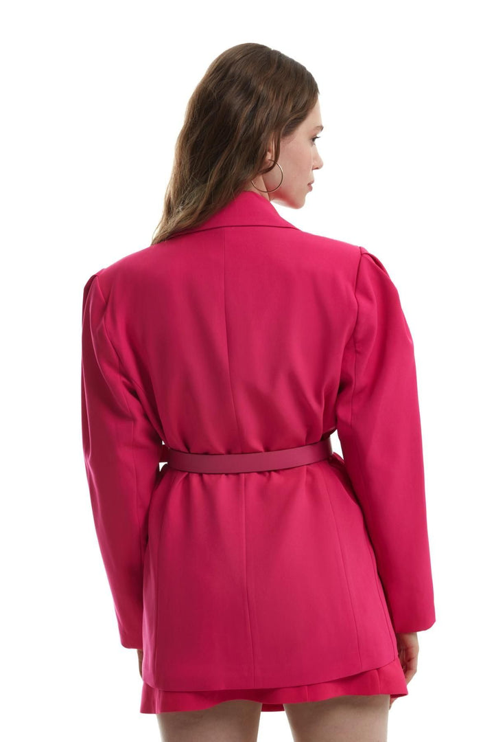 Kemer Detaylı Blazer Ceket Fuşya