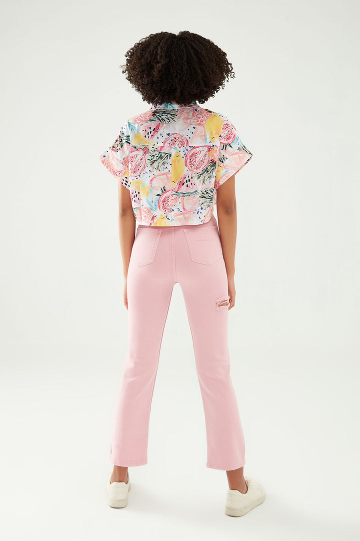 Ripped Detailed Jeans Candy Pink