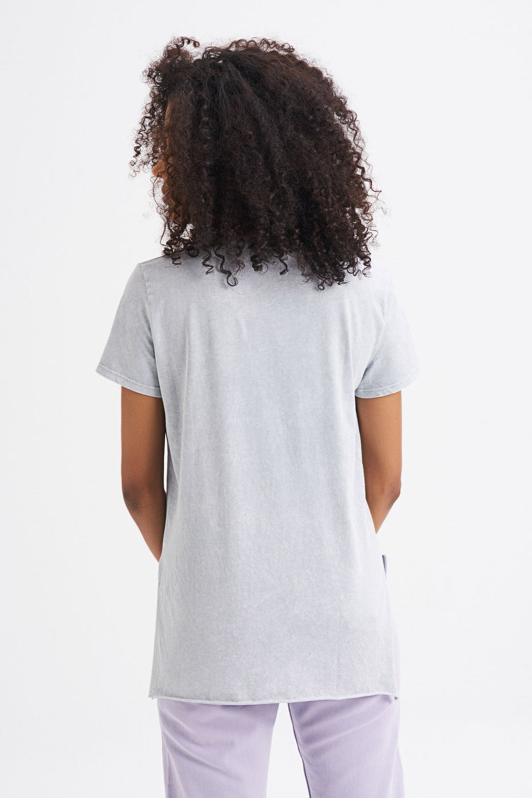 Yanı Yırtmaçlı Bisiklet Yaka Tişört Grimelanj