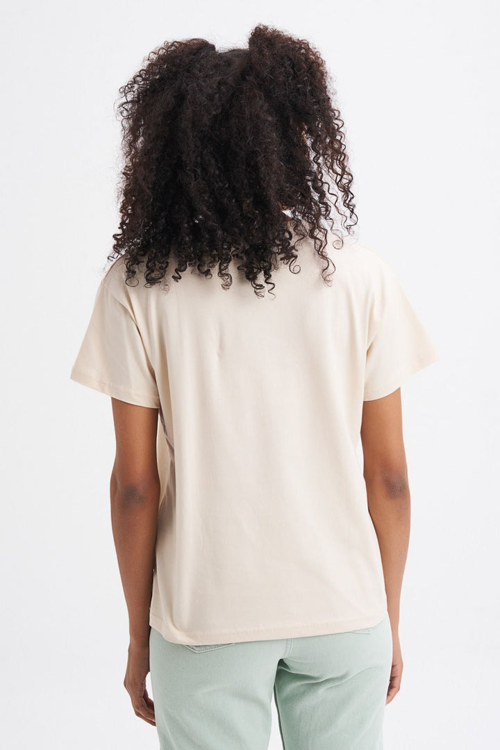 Baskılı Tişört Açık Bej