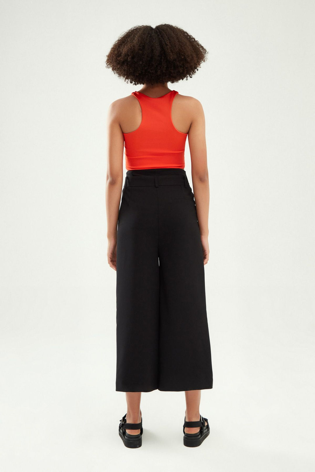 Kemerli Bol Paça Pantolon Siyah