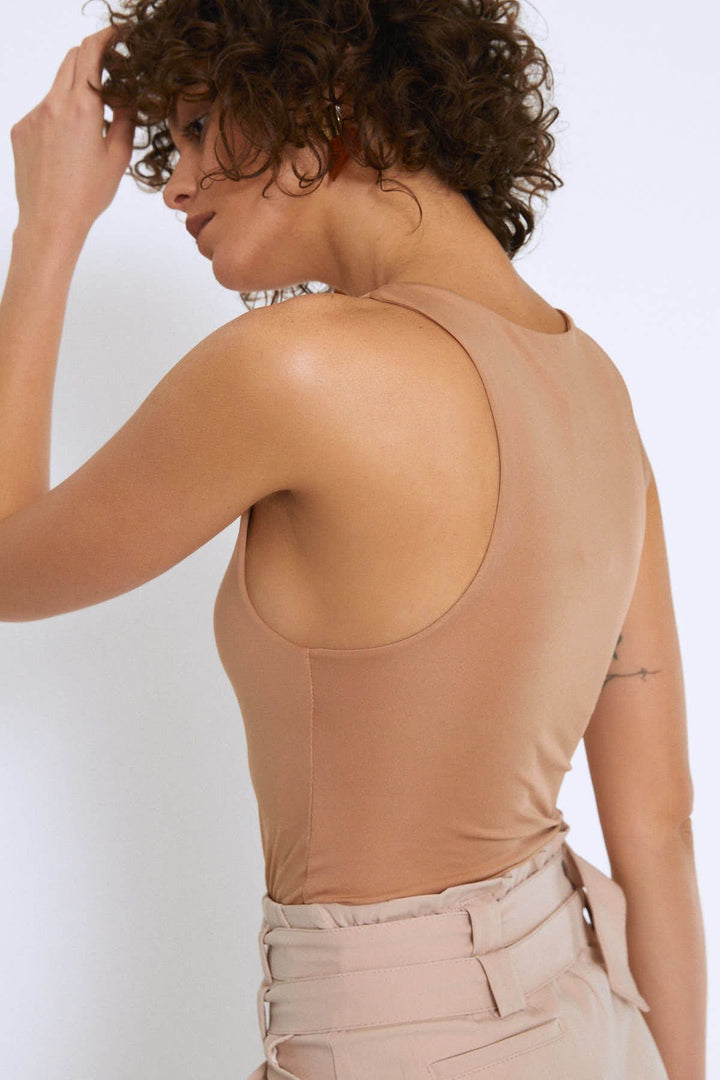 Halter Neck Bodysuit Camel