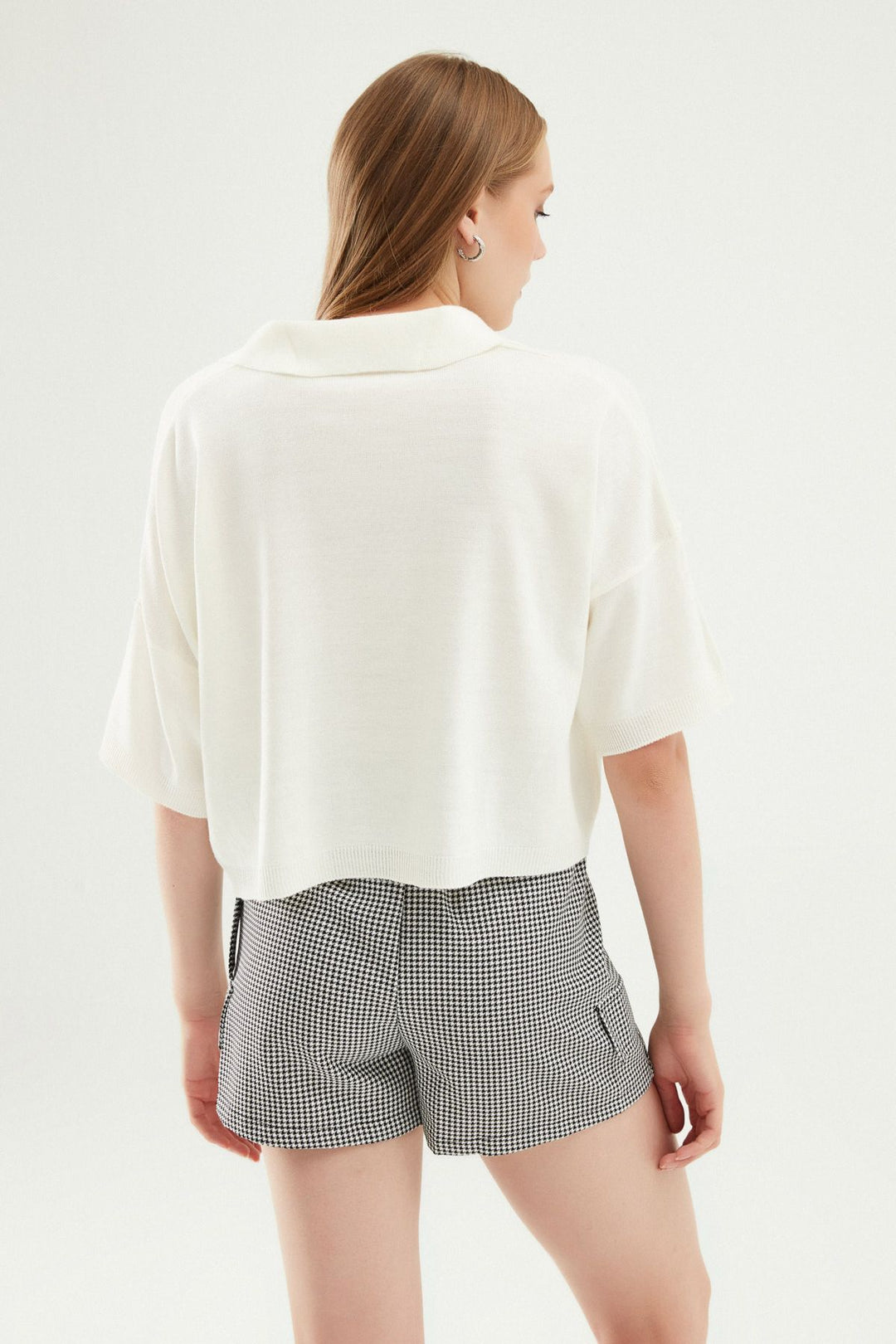 Oversize Polo Yaka Triko Ekru