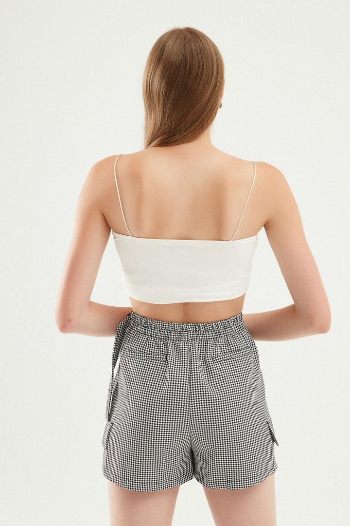 Checked Belt Short Skirt Black