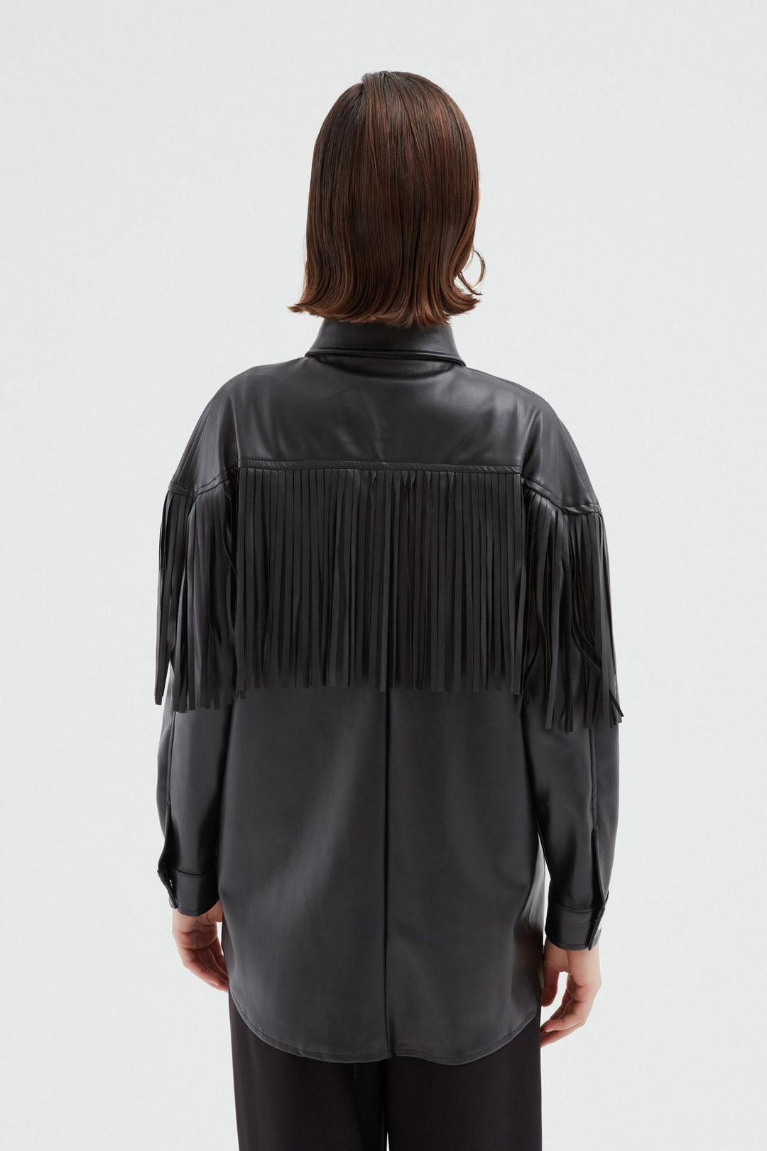 Tasseled Leather Shirt Black