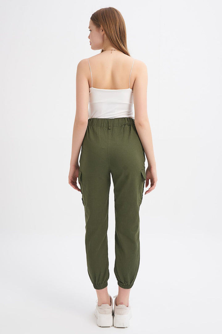 Kargo Cepli Zincir Detaylı Pantolon Haki