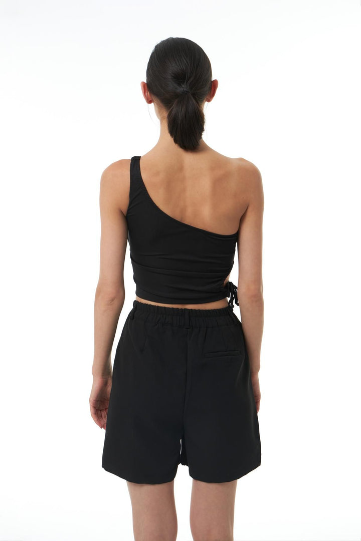 Elastic Waist Shorts Black