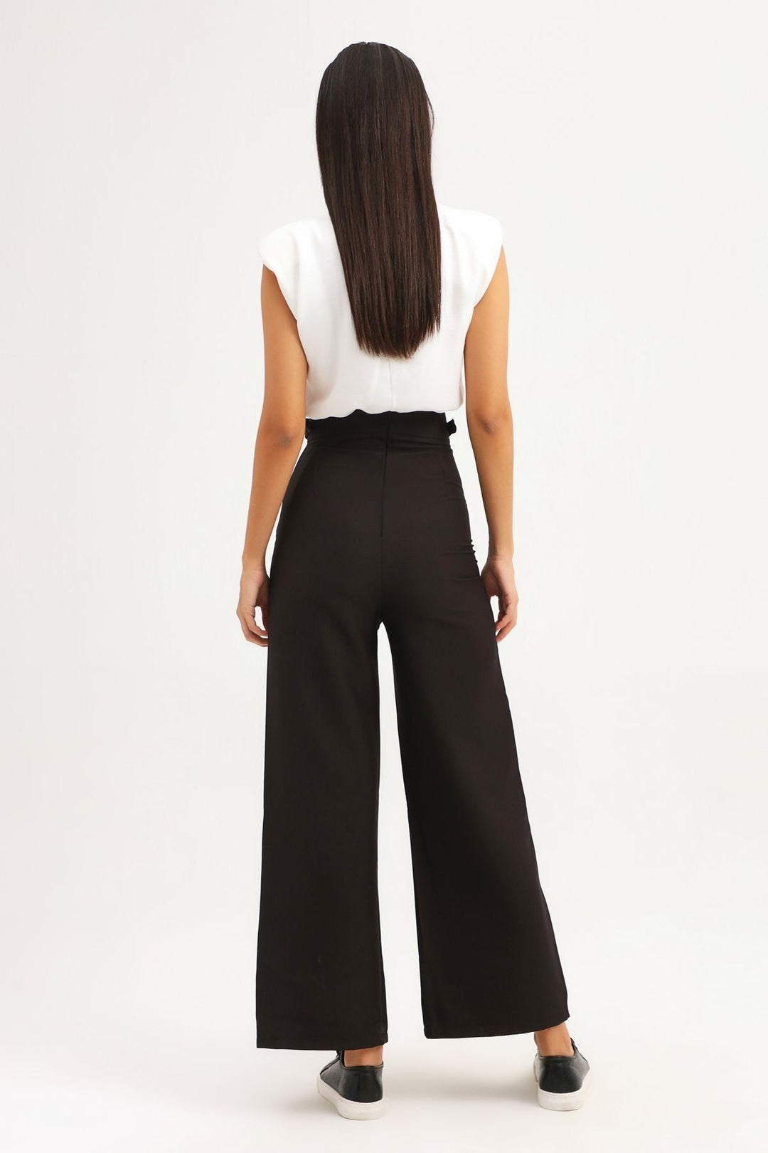 Buckle Detailed Slit Trousers Black