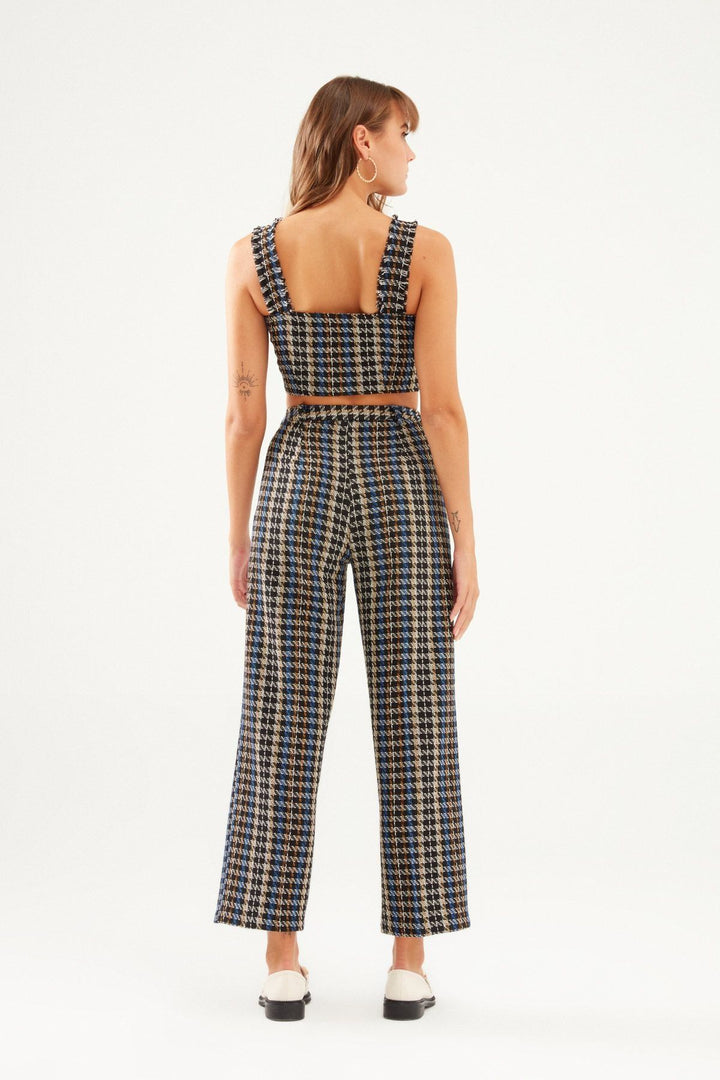 Double Leg Tweed Trousers Black