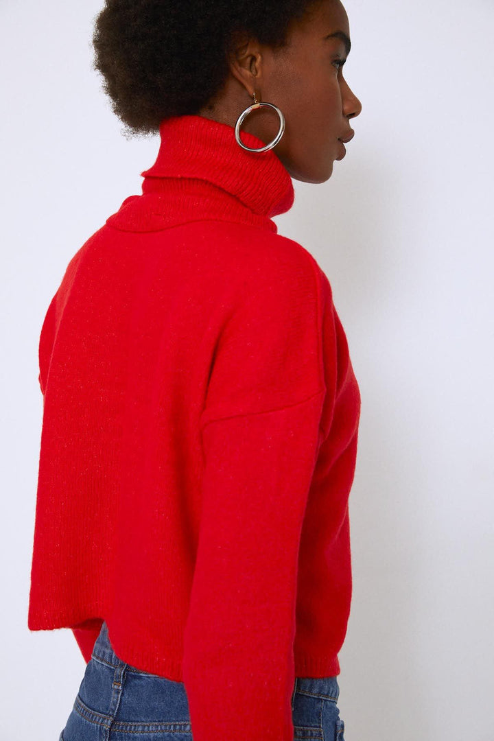 Turtleneck Sweater Red