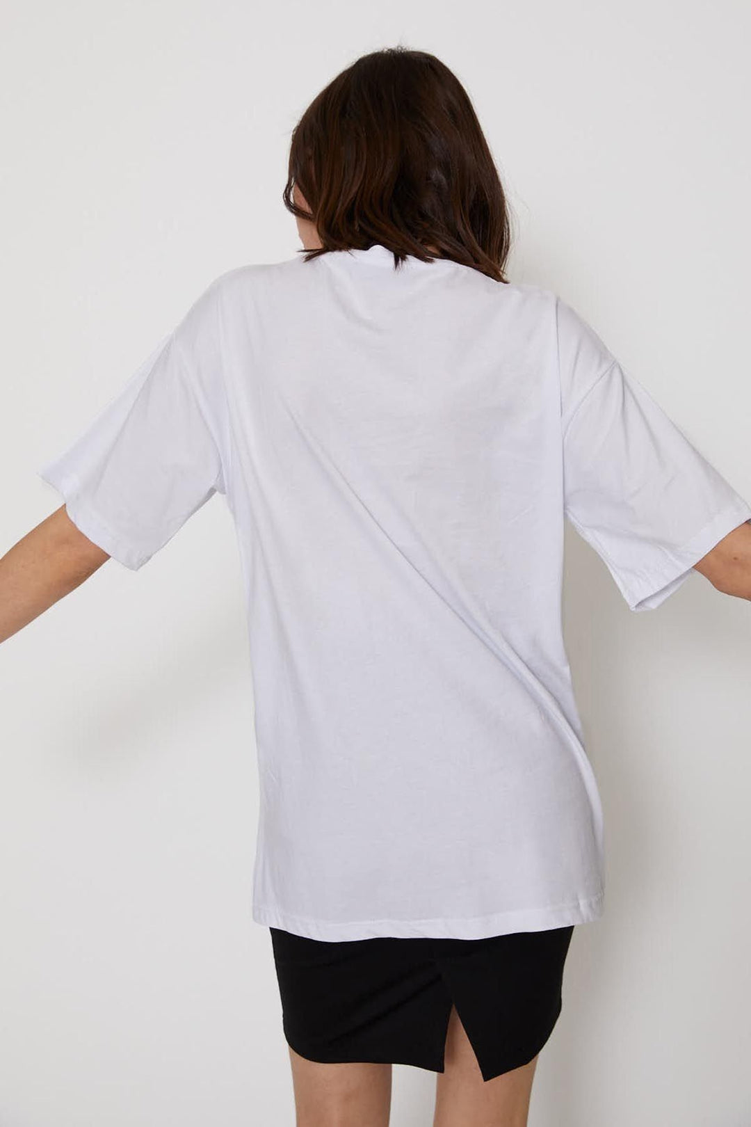 Baskılı Oversize Tişört Beyaz