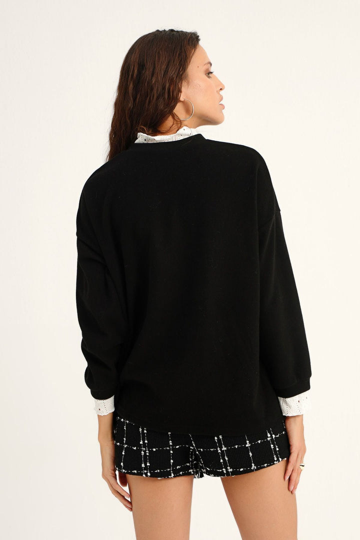 Striped Belt Tweed Shorts Skirt Black