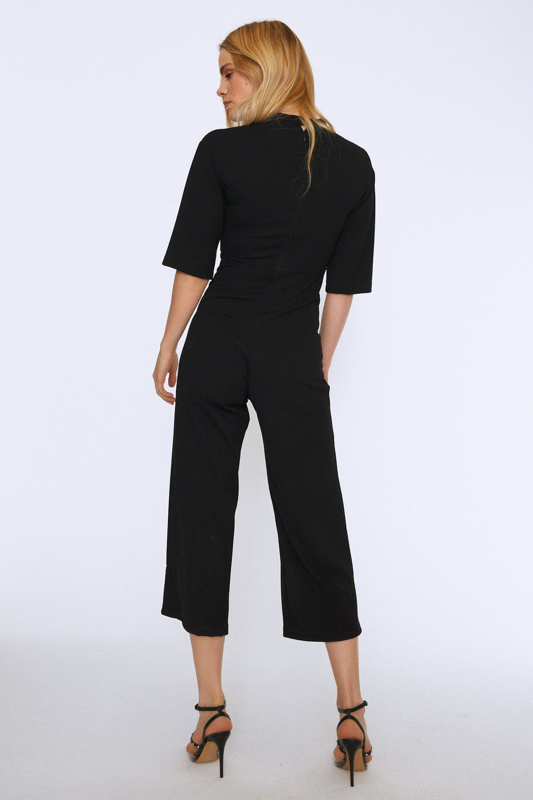 Kuşaklı Kruvaze Tulum Siyah