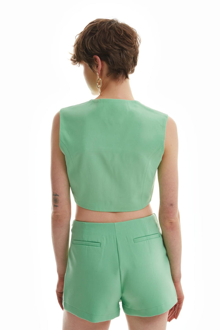 Düğmeli Kısa Yelek Apple Mint