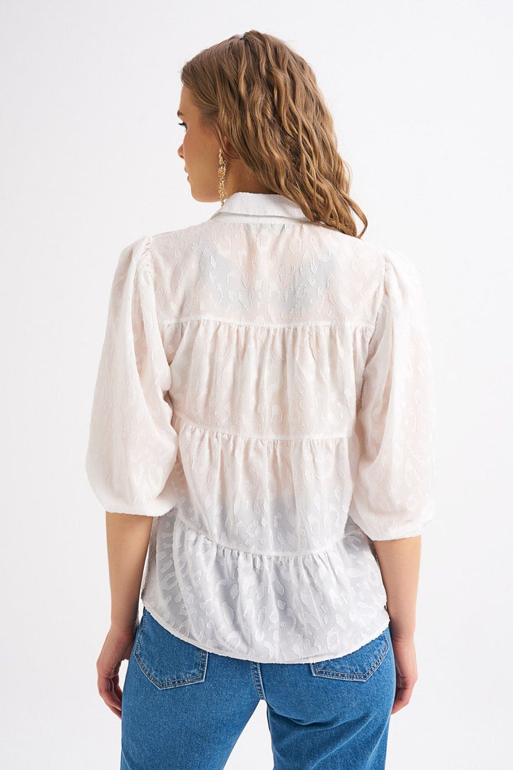 Güpür Detaylı Gömlek Ekru