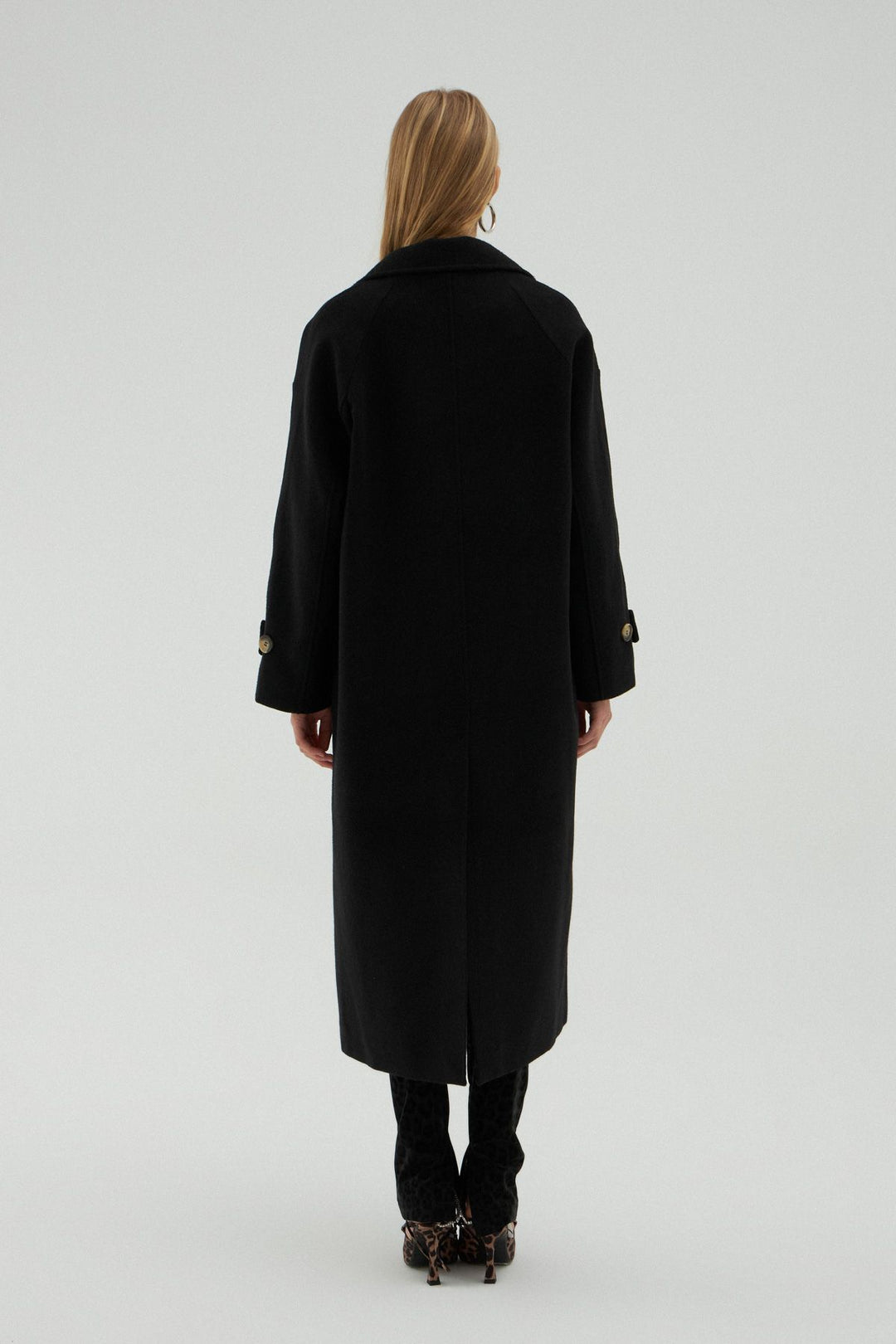 Pocket Long Oversize Coat Black