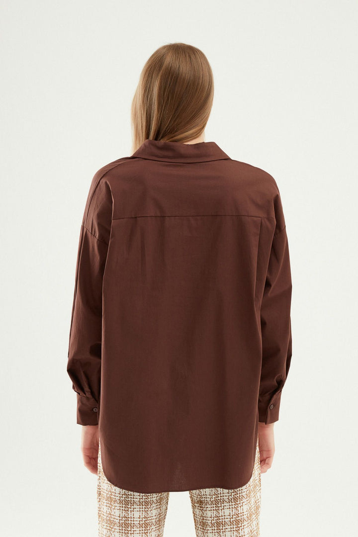 Oversize Basic Shirt Dark Brown