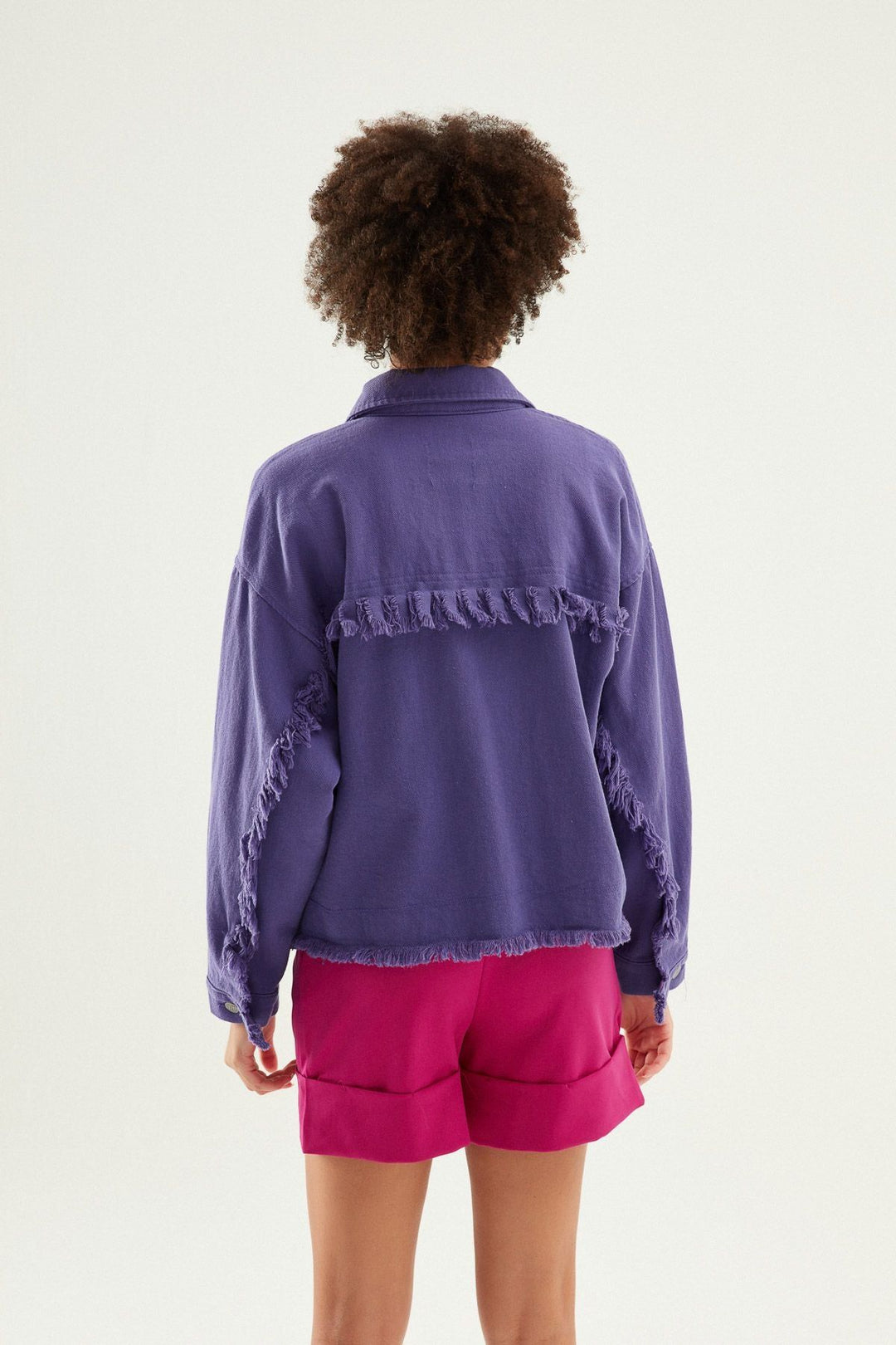 Püsküllü Ceket Mor