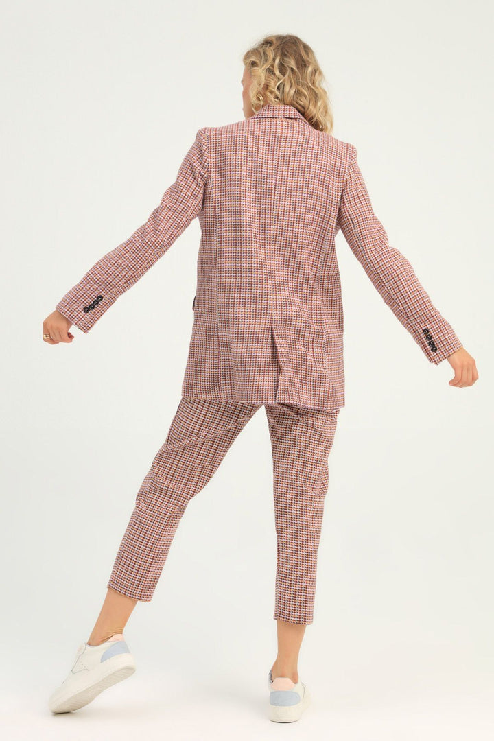 Striped Single Button Blazer Jacket Lilac