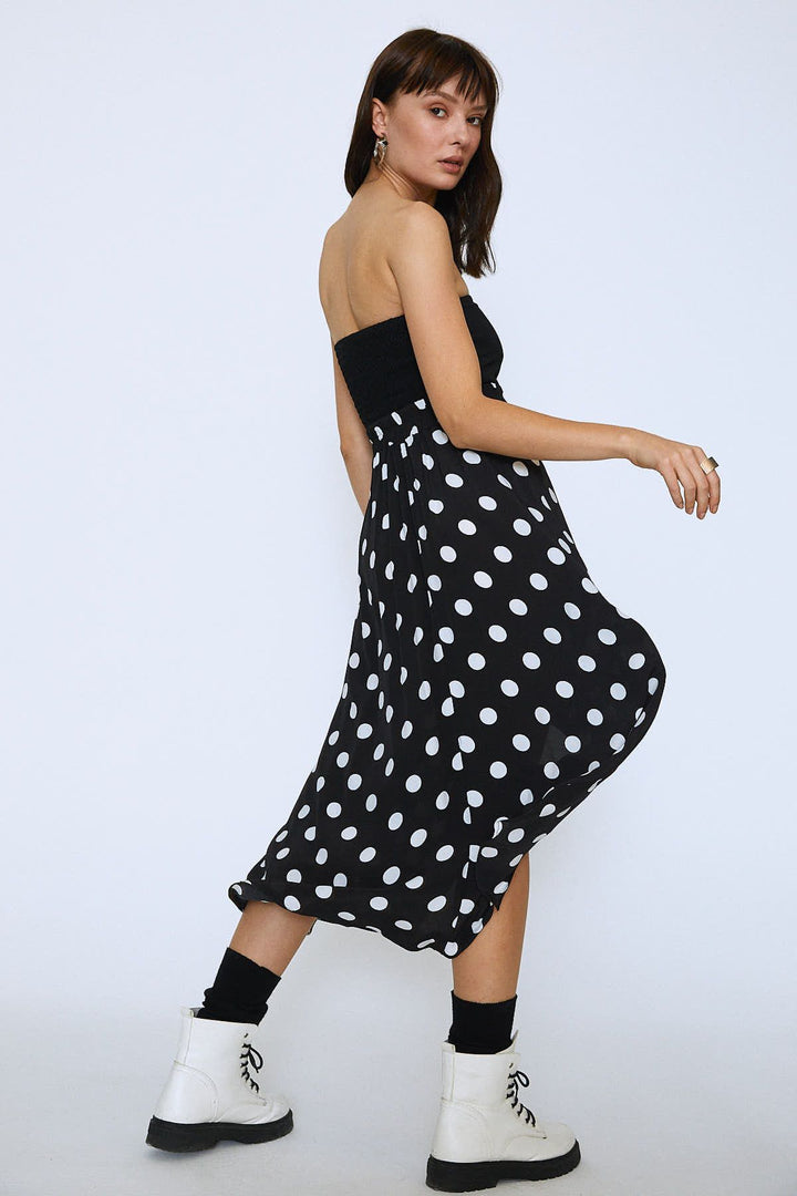 Polka Dot Midi Skirt Black