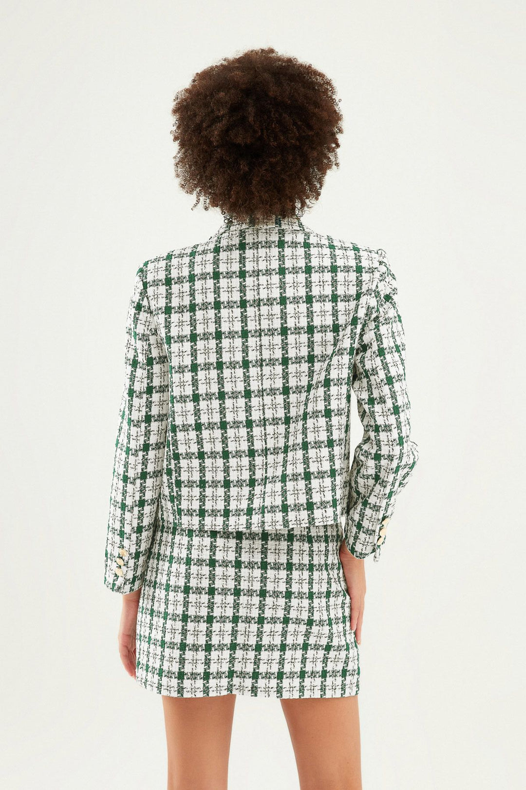 Striped Tweed Blazer Jacket Mint