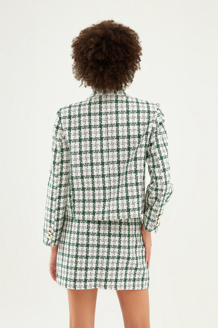 Striped Tweed Blazer Jacket Mint