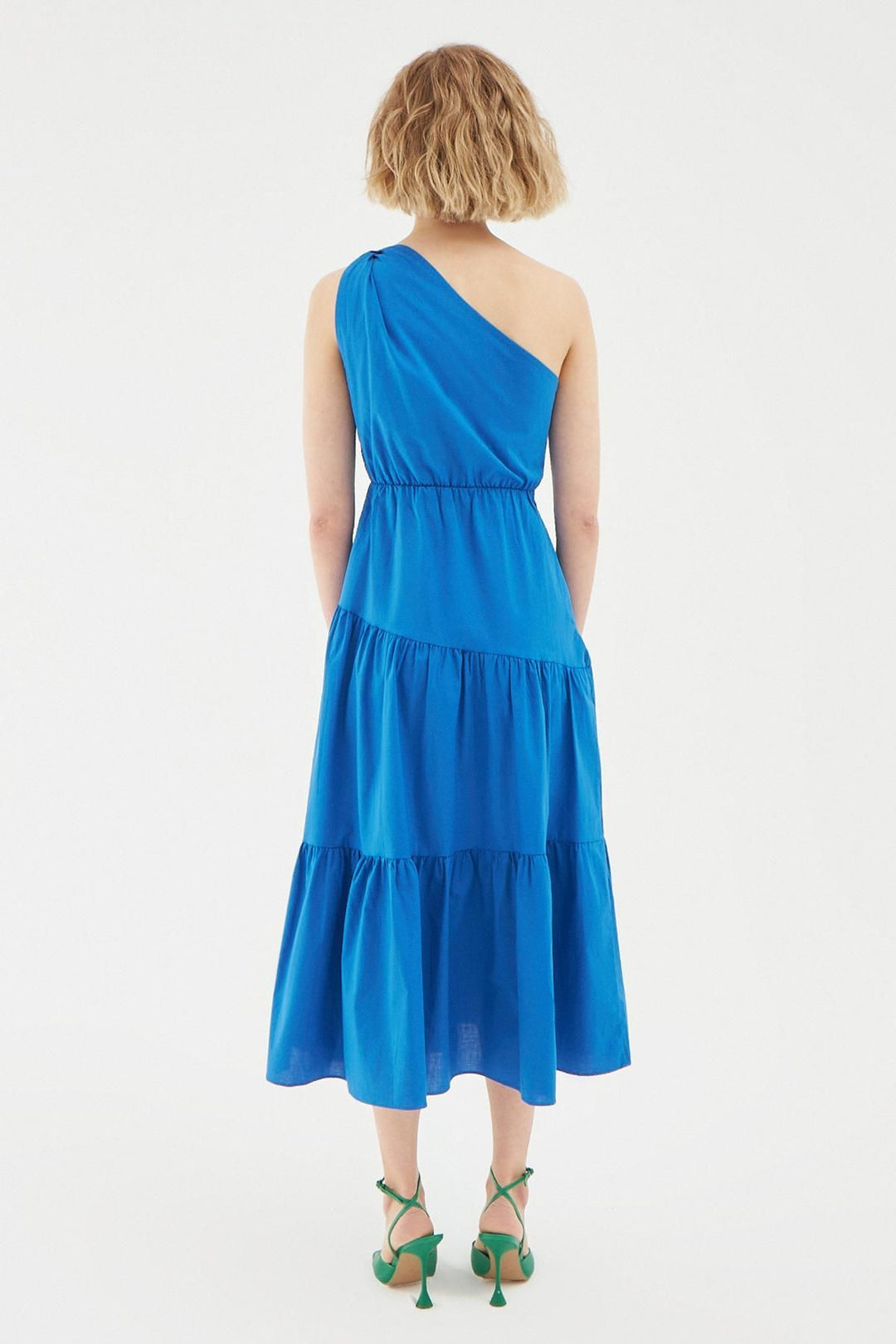 One Shoulder Long Dress Sax