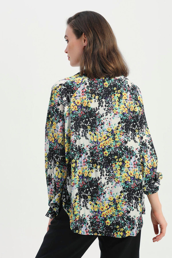 Patterned Shawl Collar Jacket Black