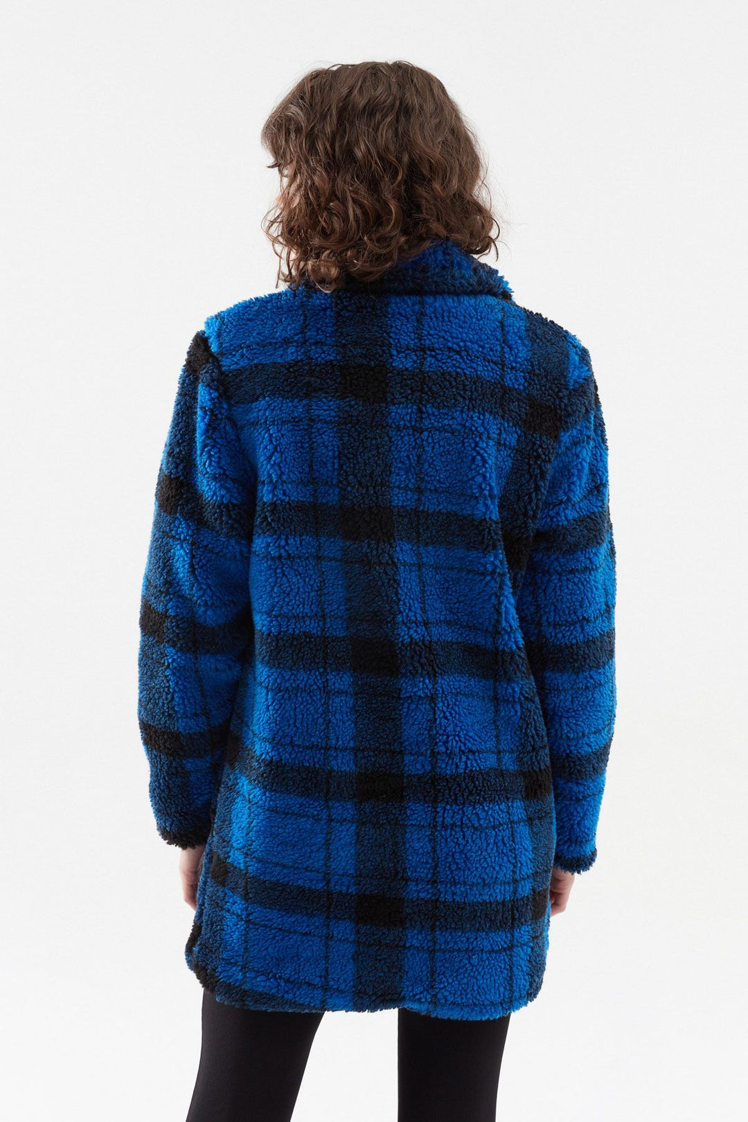 Plaid Plush Coat Sax