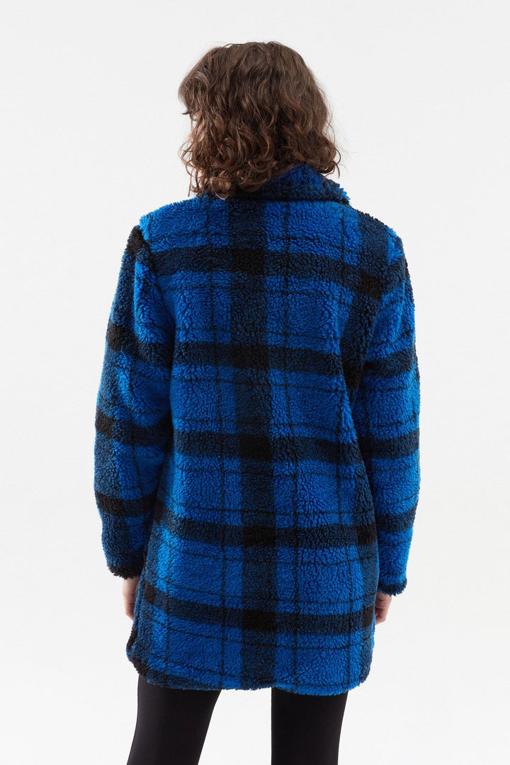 Plaid Plush Coat Sax