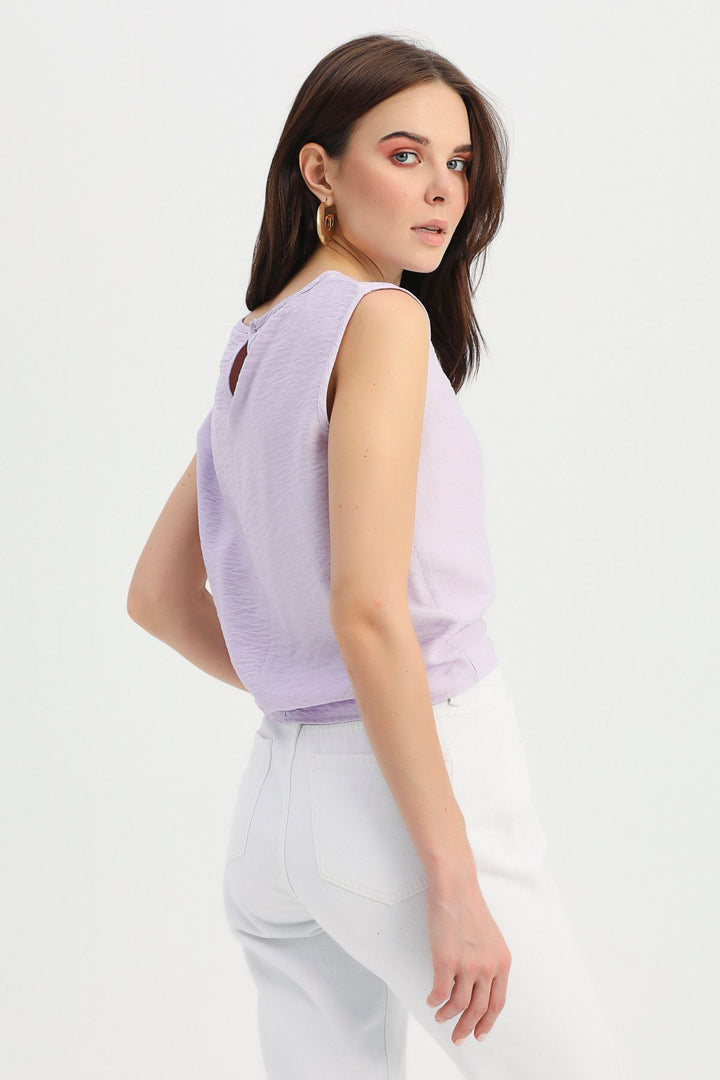 Tie Detailed Sleeveless Blouse Lilac