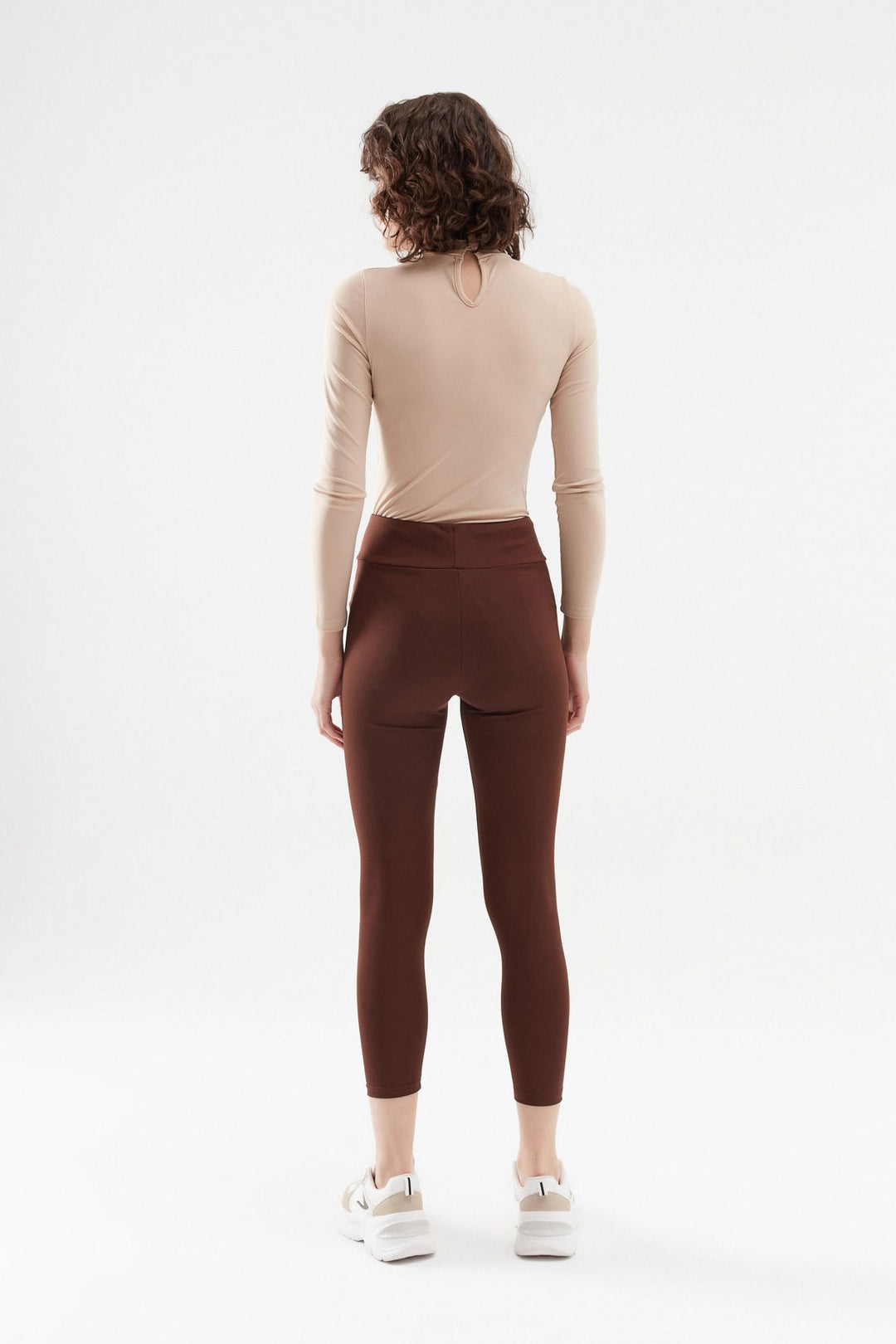 High Waist Basic Leggings Dark Brown