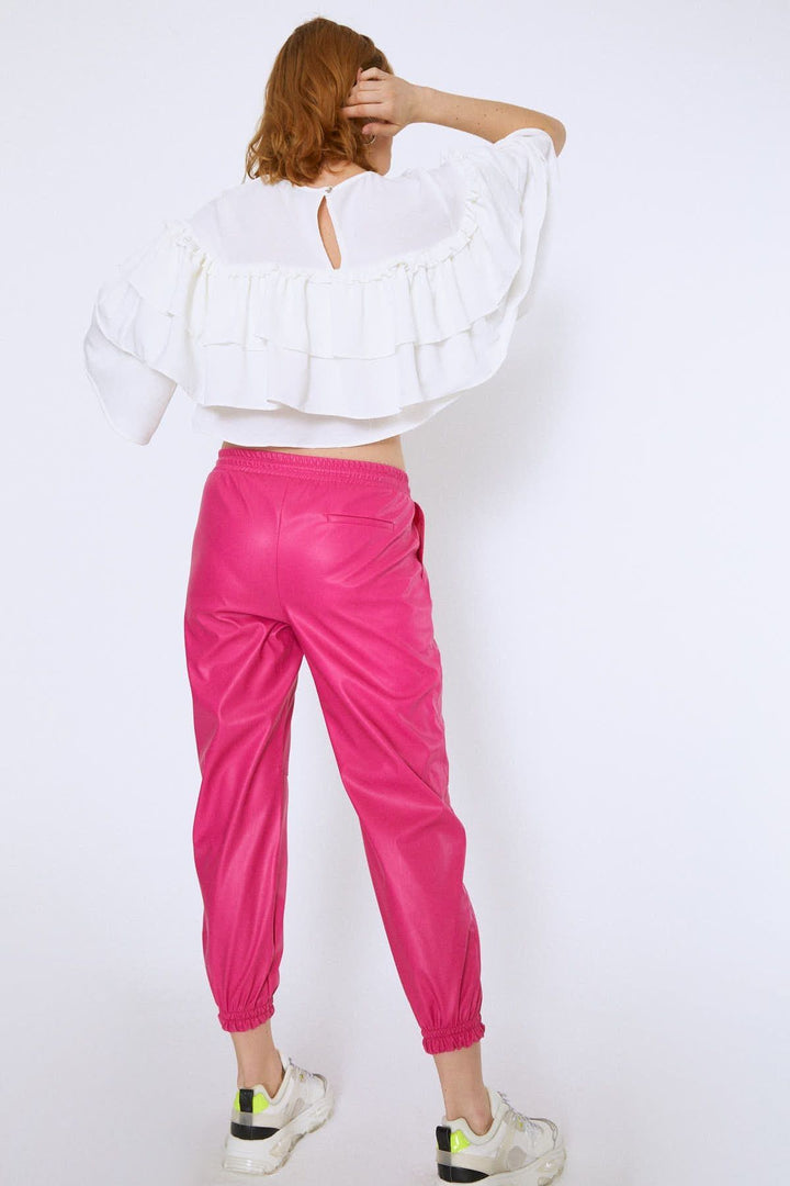 Beli Lastikli Jogger Pantolon Fuşya