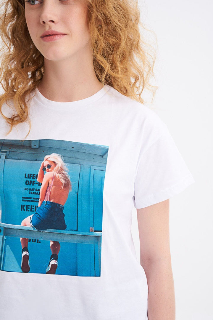 Baskılı Tişört Beyaz