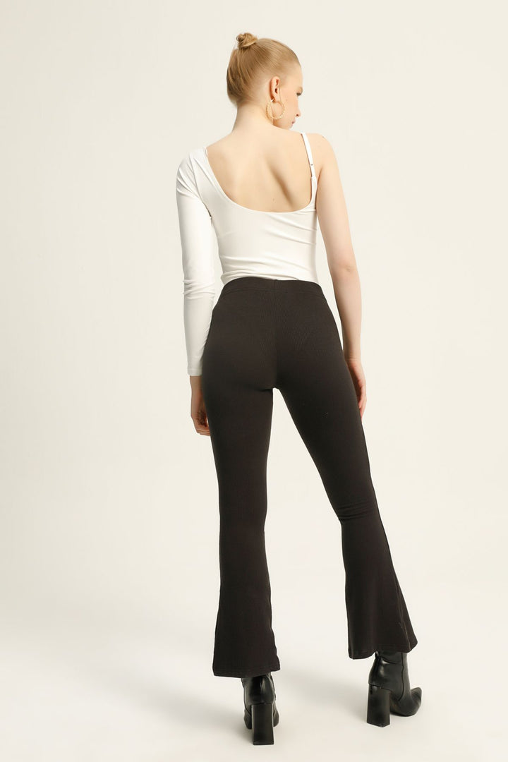 Slit Detailed Flared Trousers Black